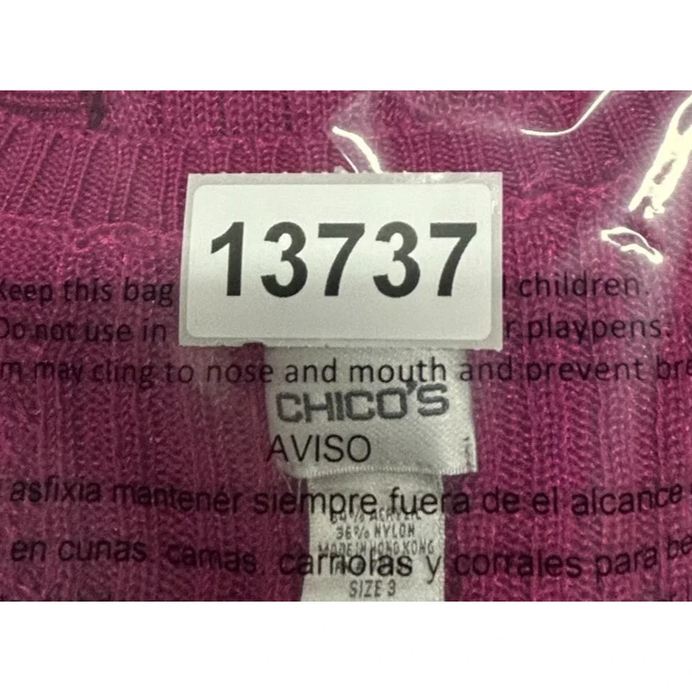 Chicos Sweater Vest Womens XL 3 Fuchsia Pink Cable Knit‎ Scoop Neck Office
